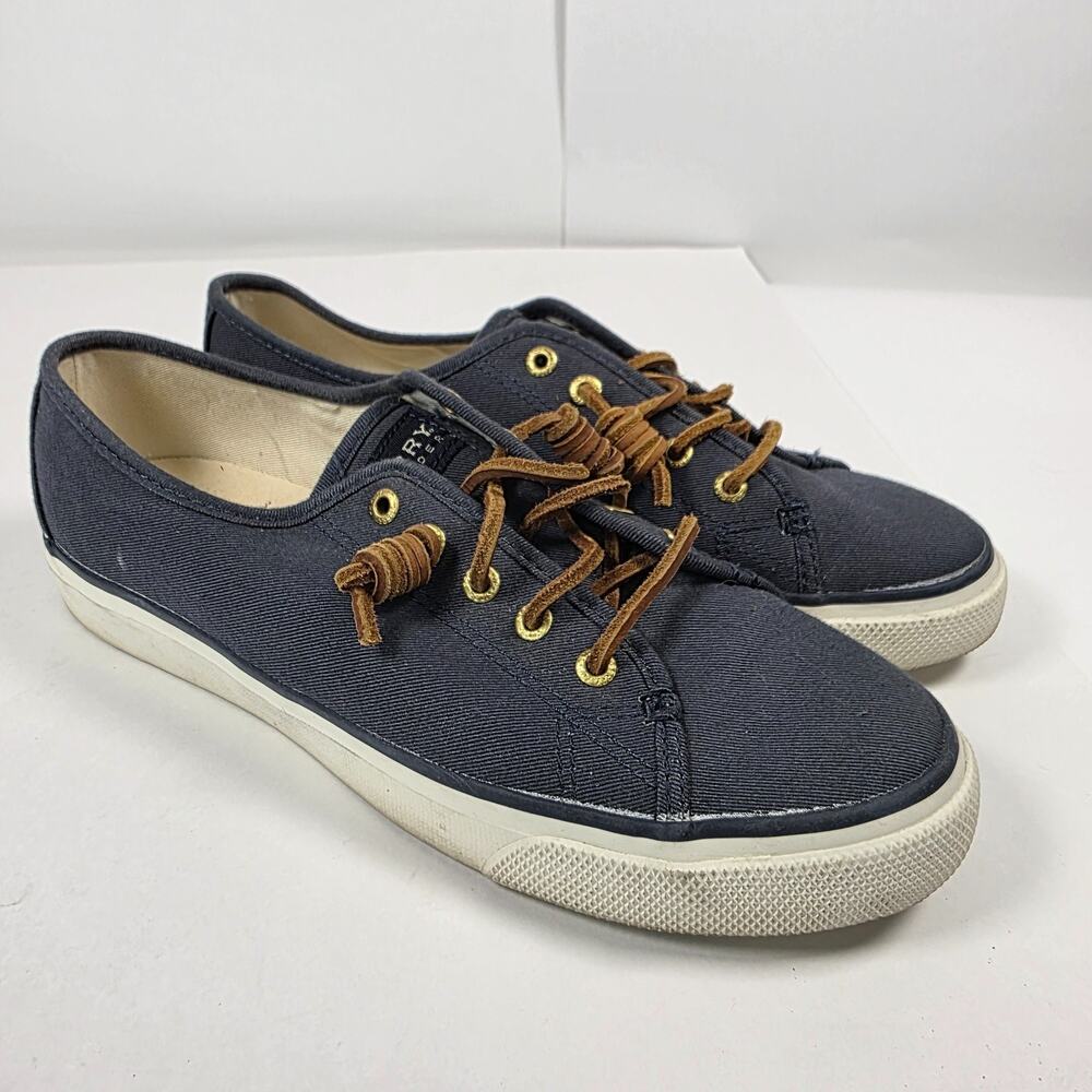 Sperry Top Sider Shoes Womens 8 M Pier View Sneakers Blue Canvas Casual STS90550